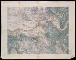 cca 1926 Esztergom és környéke, 1:75000, M. Kir. Állami Térképészet, kissé gyűrött, 49,5×62,5 cm