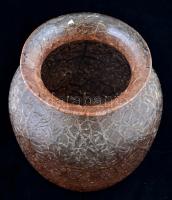 Dekoratív rózsaszín repesztett váza, jelzés nélkül, hibátlan, m: 23 cm