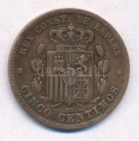 Spanyolország 1877OM 5c Br "XII. Alfonz" T:2 ph.
Spain 1877OM 5 Centimos Br "Alfonso...