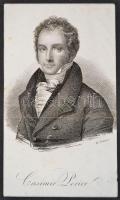 Casimir Pierre Périer portréja, rézmetszet, papír, paszpartuban, feliratozva, 15×9 cm