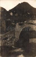 ~1917 Tolmin, Tolmein; lerombolt hídfő nyugatra az Isonzótól / WWI K.u.k. military, destroyed bridge. photo (fl)