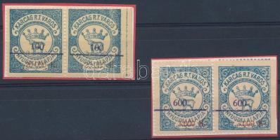 1925 Karcag R.T.V. okirati 2 klf értékű illetékbélyeg párokban (4.600)
