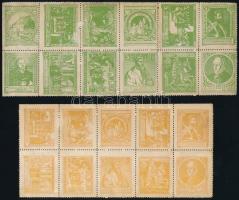 1917 400 éves a reformáció jubileumi levélzáró 12-es tömbökben, 4 klf színben (a sárga csak 10-es tö...