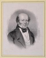 cca 1840 Férfi portréja, kőnyomat, papír, Leopold Fischer / Johann Höfelich, paszpartuban, 19×14,5 cm