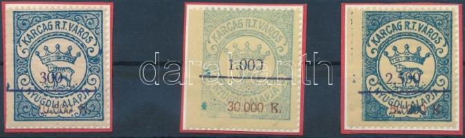 1925 Karcag R.T.V. okirati 3 klf illetékbélyeg (3.900)