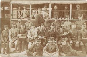 1908 Budapest, vasúti tisztek csoportképe / railway officers group photo (EK)