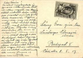 Ozora, Sió-híd, Római katolikus templom, Hősök szobra, Községháza, utcakép, üzlet. Farkas György kia...