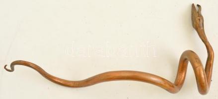 Kígyó alakú réz asztali dísz (zsebóratartó?), m: 22,5 cm