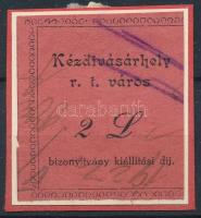 1919 Kézdivásárhely R.T V. román megszállási vágott bélyeg 1 II. sz. (30.000)
