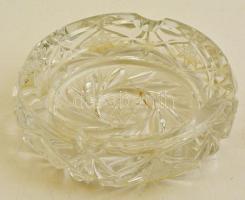 Ólomkristály hamutartó, metszett, minimális csorbával, d: 12 cm