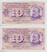 Svájc 1971. 10Fr (2x) sorszámkövetők T:III Switzerland 1971. 10 Francs (2x) sequential serials C:F