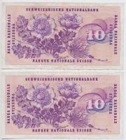 Svájc 1971. 10Fr (2x) sorszámkövetők T:III
Switzerland 1971. 10 Francs (2x) sequential serials C:F