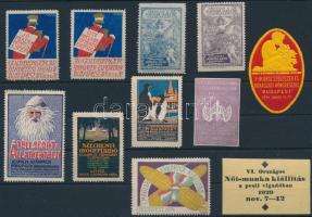 11 klf régi levélzáró, köztük reklám, állatkert, Magyar Ipar stb. 1914-től