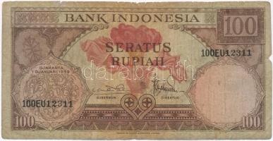 Indonézia 1959. 100R T:III-,IV ragasztott Indonesia 1959. 100 Rupiah C:VG,G sticked Krause 69