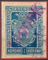 1924 Kiskunfélegyháza R.T.V. 20 sz. okirati illetékbélyeg (15.000)