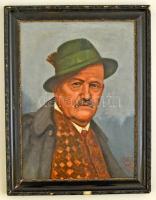 Kurz jelzéssel: Férfi portré. Olaj, karton, sérült keretben, 50×40 cm