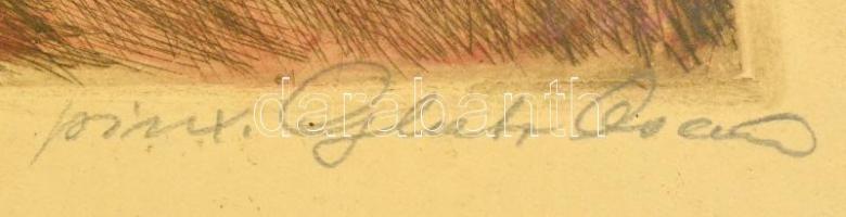 Glatz Oszkár(1872-1958)-Prihoda István (1891-1956): Betűvetés, színezett rézkarc, papír, jelzett, üv...