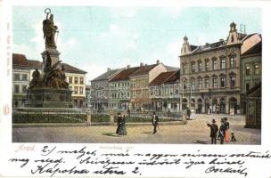 Arad, Szabadság tér, Szentháromság szobor, üzletek / square, monument, shops