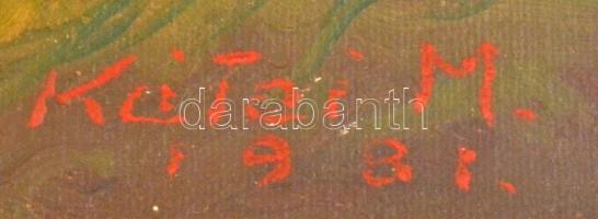 id. Kátai Mihály (1906-1983): Szélmalom villámfényben, olaj, vászon, paszpartuban, üvegezett fa kere...