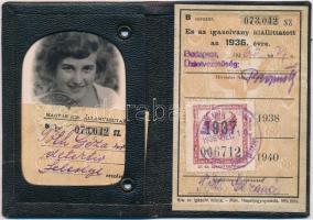 1936-1937 Magyar Királyi Államvasutak (MÁV) félárú jegy váltására jogosító fényképes igazolvány