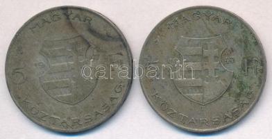 1947. 5Ft Ag "Kossuth" (2x) T:2-,3 patina