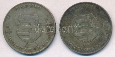 1947. 5Ft Ag "Kossuth" (2x) T:2-,3 patina