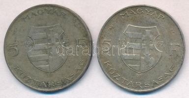 1947. 5Ft Ag "Kossuth" (2x) T:2-3 patina