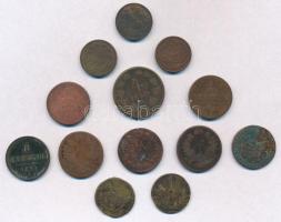 13db-os vegyes rézpénz tétel, főleg magyar verdejelűek T:3,3-