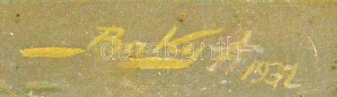 Baky Albert (1868-1944): Gyümölcscsendélet. Olaj, karton, üvegezett keretben, 38×42 cm