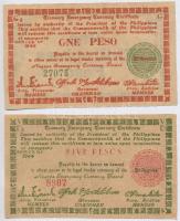 Fülöp-szigetek 1944. 1P + 5P szükségpénzek, melyek az emigráns kormány nevében készültek T:III Philippines 1944. 1 Peso + 5 Pesos necessity notes that were printed in name of the government in exile C:F