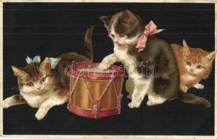Cats with drum. G.O.M. 3206. litho (Rb)