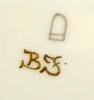 Jelzett (BJ) kézzel festett dísztál, hibátlan, d:26 cm