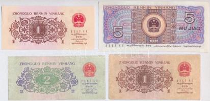 Kínai Népköztársaság 1962. 1J (2x) egyik három kék római számmal, másik két piros római számmal + 2J...