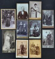 cca 1870-1900 10 db keményhátú fotó kabinetfotó méretben különféle magyar fényképészek műtermeiből