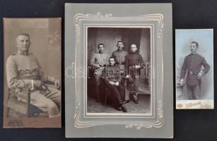 cca 1870-1900 3 db katonákat ábrázoló nagyobb méretű keményhátú fotó / Military photos
