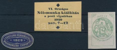 1920-1929 3 klf ritka magyar levélzáró