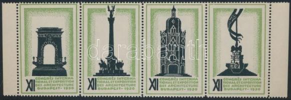1930 XII. Nemzetközi Építészeti Kongresszus és Kiállítás levélzáró négyescsík