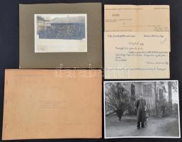 cca 1940 M. kir honvéd repülőtérépítő zászlóalj katonájának anyaga: fényképek, igazolások, jegyzet