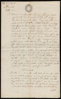 1852 gróf Vay Ábrahám (1789-1855) MTA alapító birtokos ügyében hozott bírósági ítélet 6kr szignettával