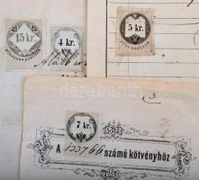 8 db okmánybélyeges okmány az 1858-63-as kiadás bélyegeivel