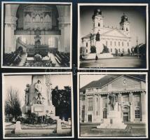 cca 1930-1940 Debrecen (templom, szobor, egyetem), 4 db fotó, 6x6 cm