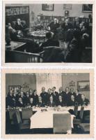 1940, 1943 Az Amatőr Mágusok Egyesületének tagjai, 2 db fotó, hátoldalon feliratozva, 8,5x11,5 cm