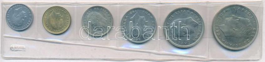 Spanyolország 1980. 50c-100P (6xklf) Labdarugó VB 1982 fóliatokban T:1  Spain 1980. 50 Centimos - 100 Pesetas (6xdiff) World Cup soccer games 1982 coin set in foil packaging C:UNC