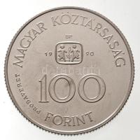 1990. 100Ft Cu-Ni "S.O.S. Gyermekfalu" jelzett próbaveret terveze, "PRÓBAVERET" ...