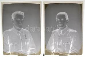 Repülős tisztek, 4 db fotónegatív, 11,5x9 cm