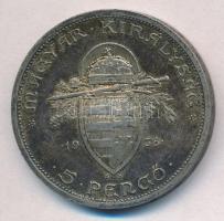 1938. 5P Ag "Szent István" T:2 kis ph., patina 
Adamo P8.1