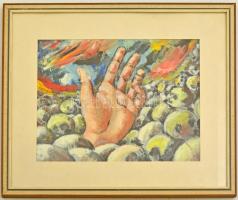 Jelzés nélkül: Kézfej. Olaj, karton, üvegezett keretben, 24×32 cm