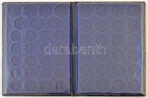 "Österreich" műbőr, szétnyitható érmetartó, benne egy-egy, 27, illetve 24 férőhelyes tálca...