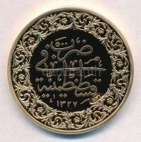 DN Történelmi aranypénzek - V. Mehmed 500 kurus 1915. aranyozott Cu utánveret COPY beütéssel, tanúsítvánnyal (20g/38,61mm) T:PP