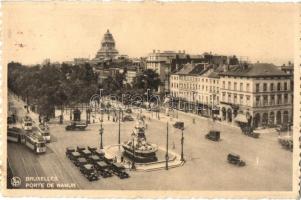 Brussels, Bruxelles; Porte de Namur / square, trams, automobiles
